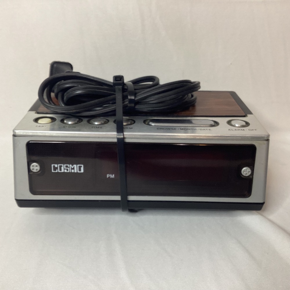 Cosmo E901 Electronic LED Month and‎ Date Alarm Clock Wood Grain Digital